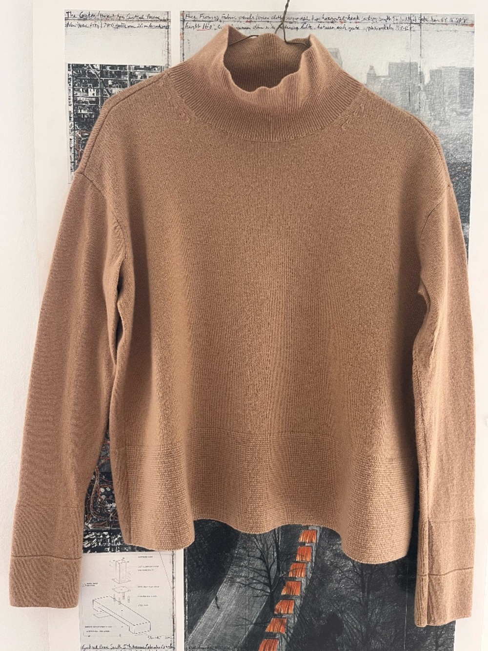 Everlane Cashmere Sweater Women's Sz S Tan Long Sleeve Mock Neck Knit Pullover